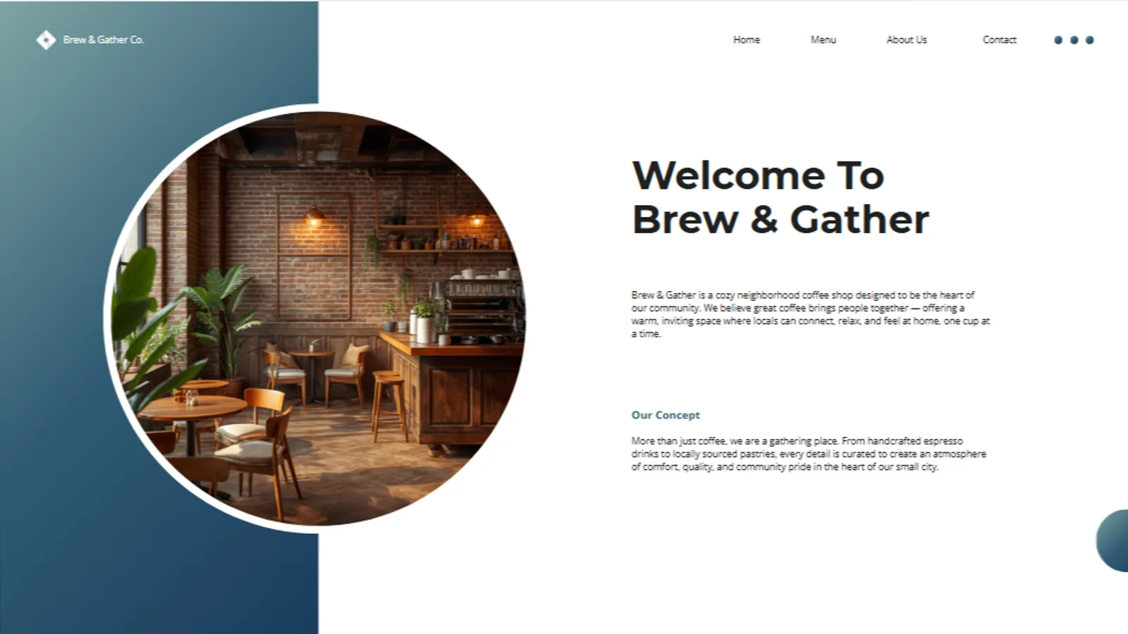 A polished coffee-shop welcome slide generated by Canva's AI presentation maker.