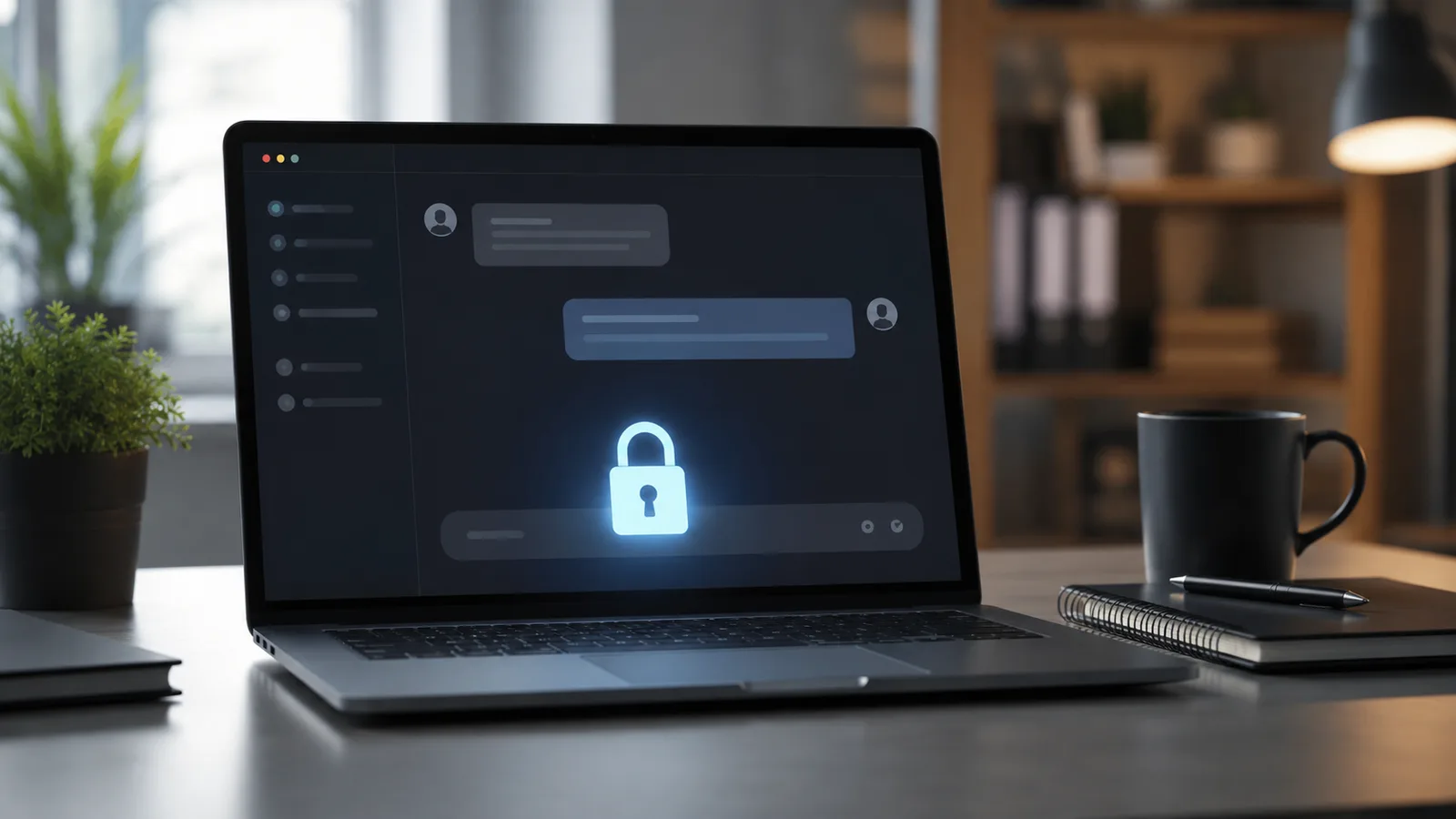 A laptop showing a ChatGPT chat box with a padlock icon, representing the question of whether ChatGPT is safe for confidential business data.
