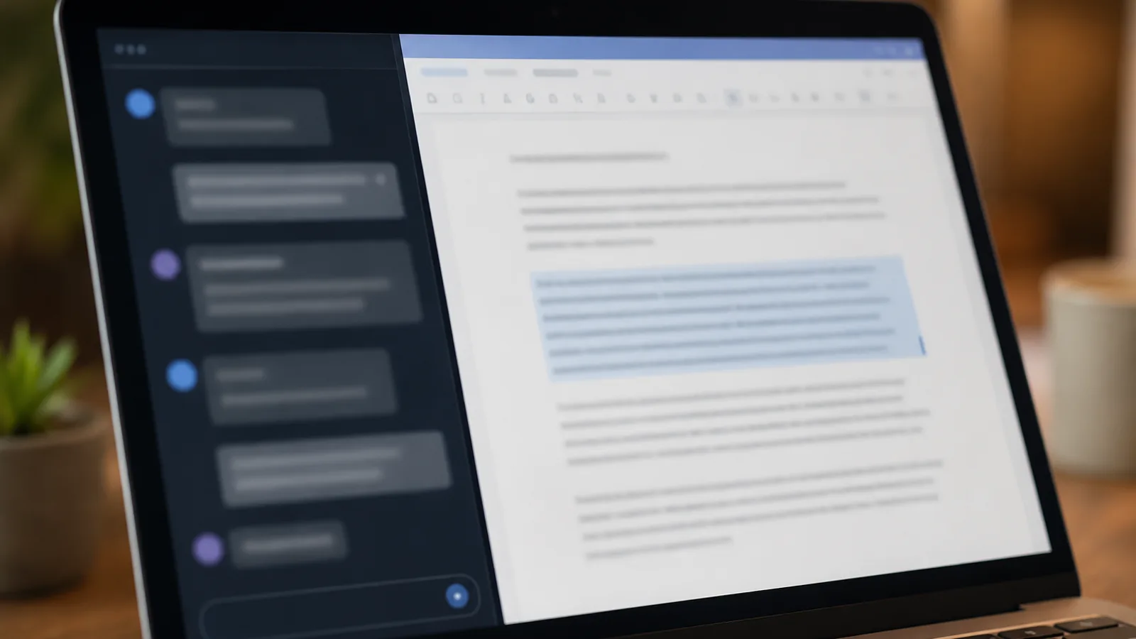 A laptop screen showing ChatGPT Canvas with an editable document on the right and the chat conversation on the left