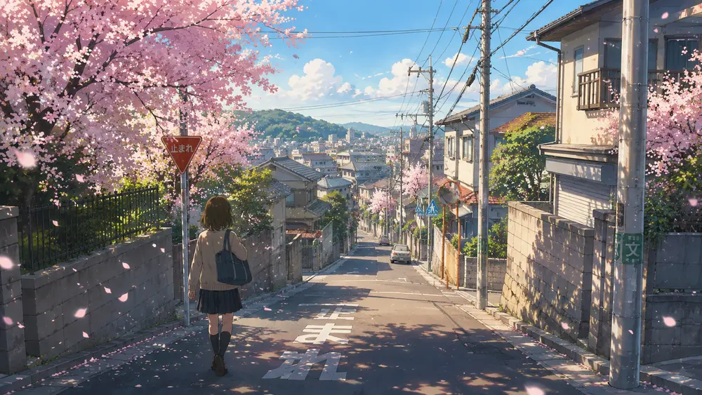 Sample image generated from the prompt: Anime cityscape in the morning