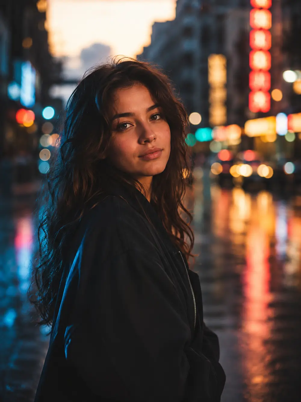 Cinematic street portrait made with a Nano Banana prompt