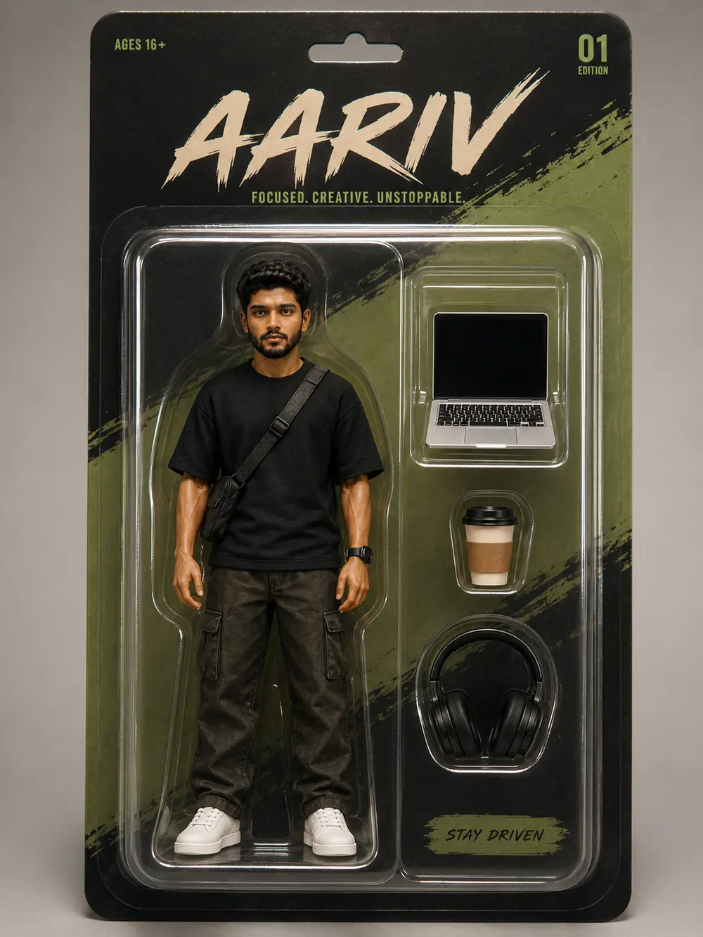 Sample image generated from the prompt: Boxed action figure of you