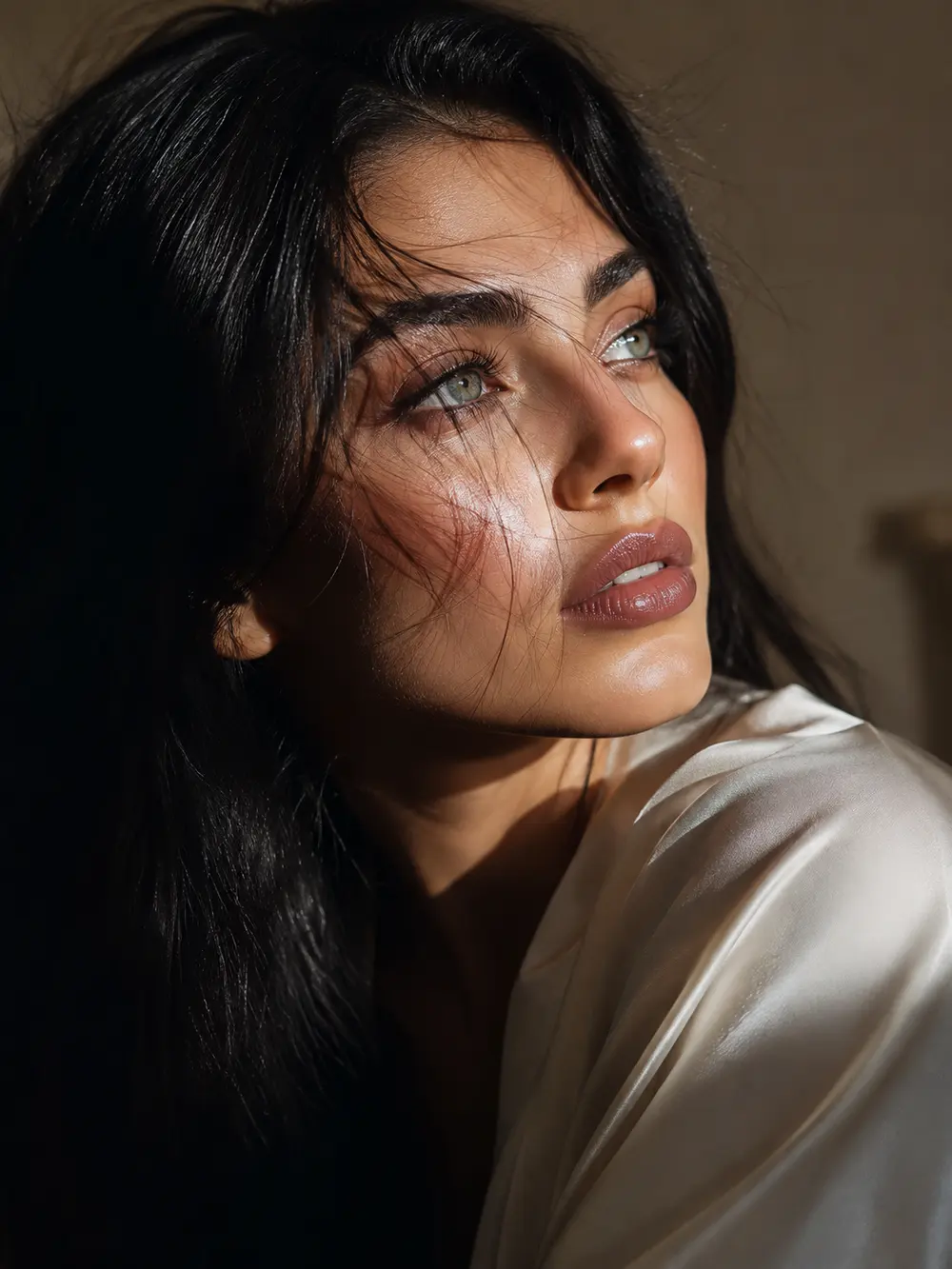 Sample image generated from the prompt: Cinematic beauty light-beam portrait
