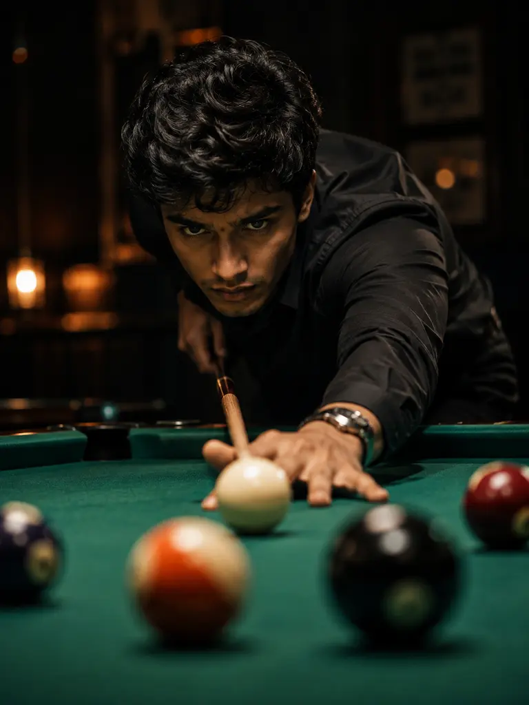 Sample image generated from the prompt: Billiards break portrait