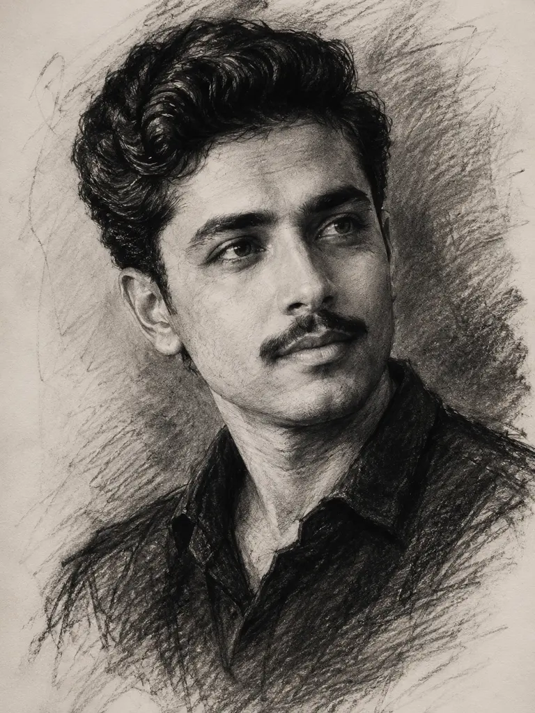 Sample image generated from the prompt: Charcoal sketch portrait