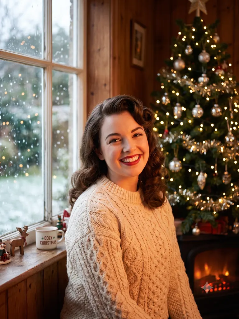 Sample image generated from the prompt: Cozy Christmas portrait