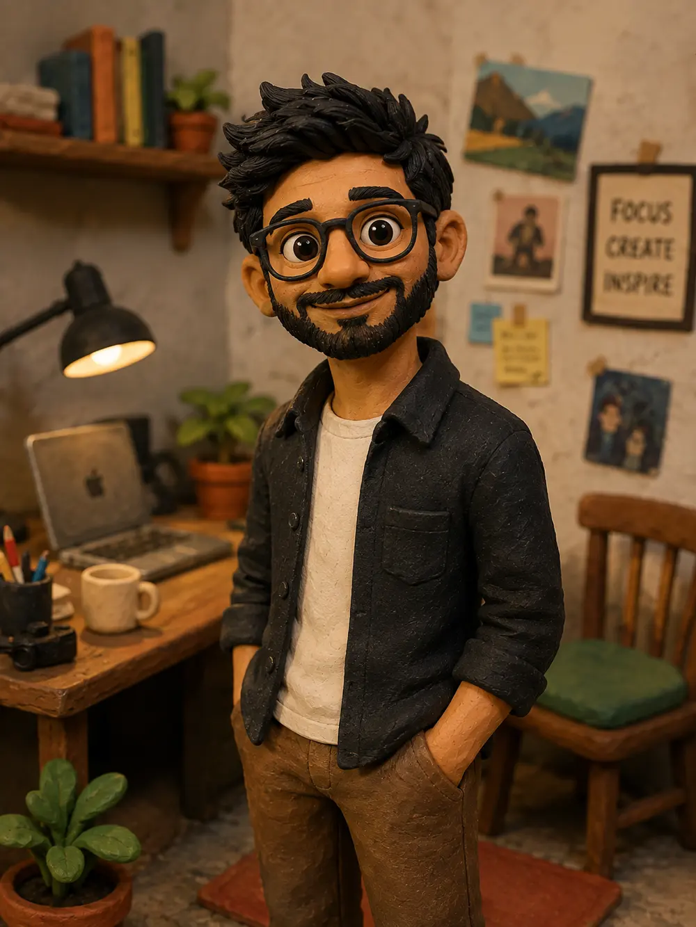 Sample image generated from the prompt: Claymation character