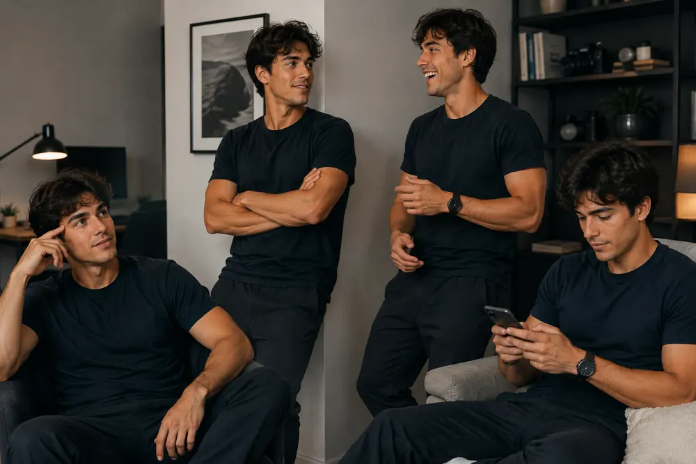 Sample image generated from the prompt: Hanging out with your clones