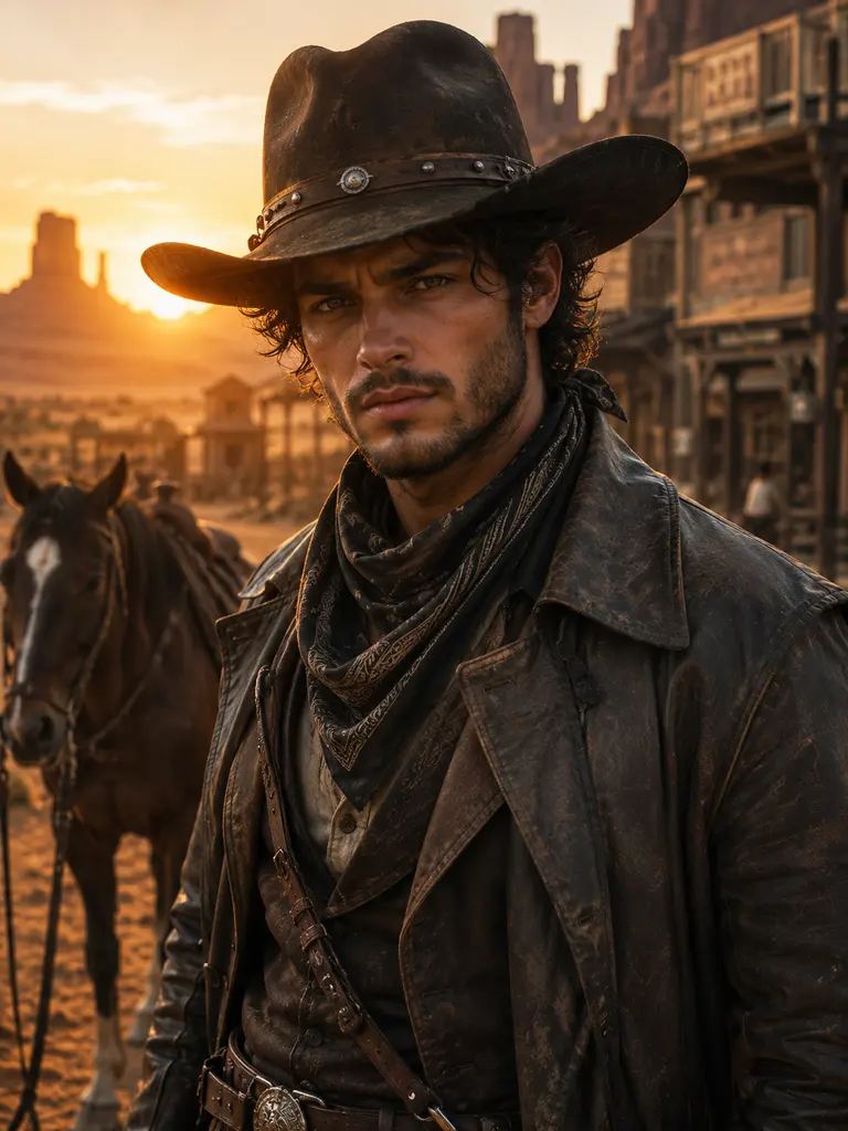 Sample image generated from the prompt: Wild West cowboy