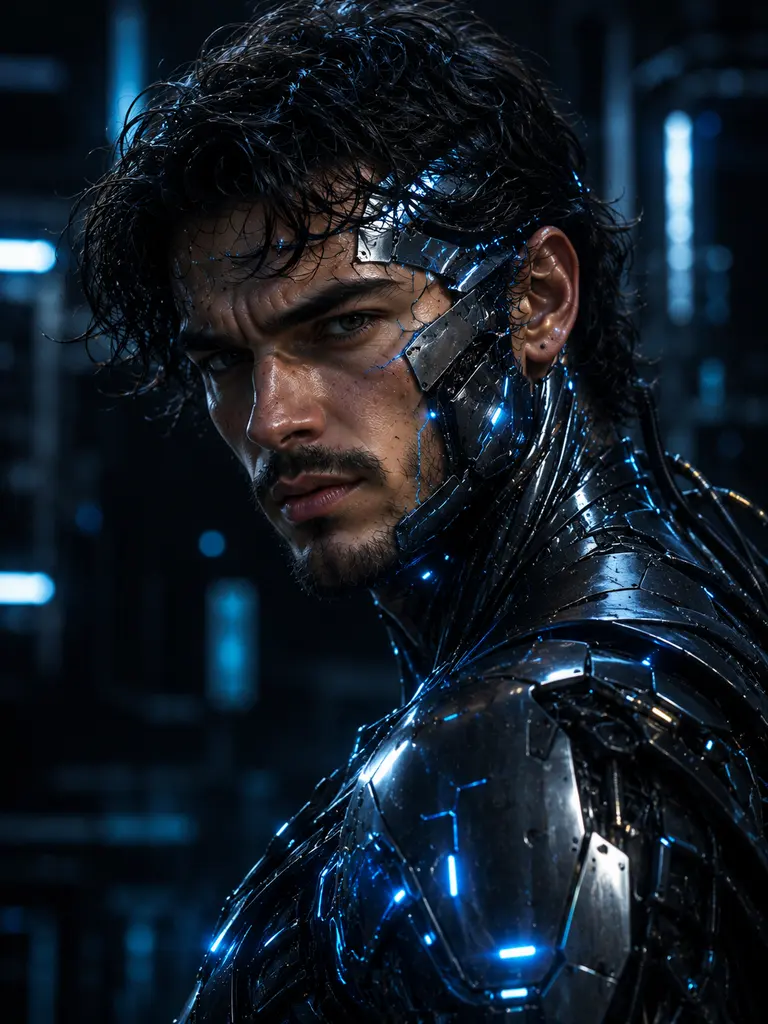 Sample image generated from the prompt: Futuristic cyborg