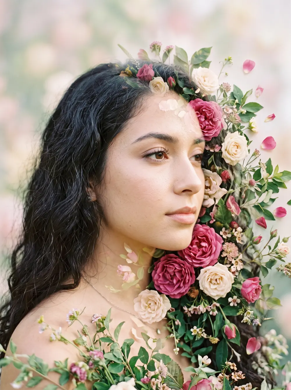 Sample image generated from the prompt: Face made of flowers