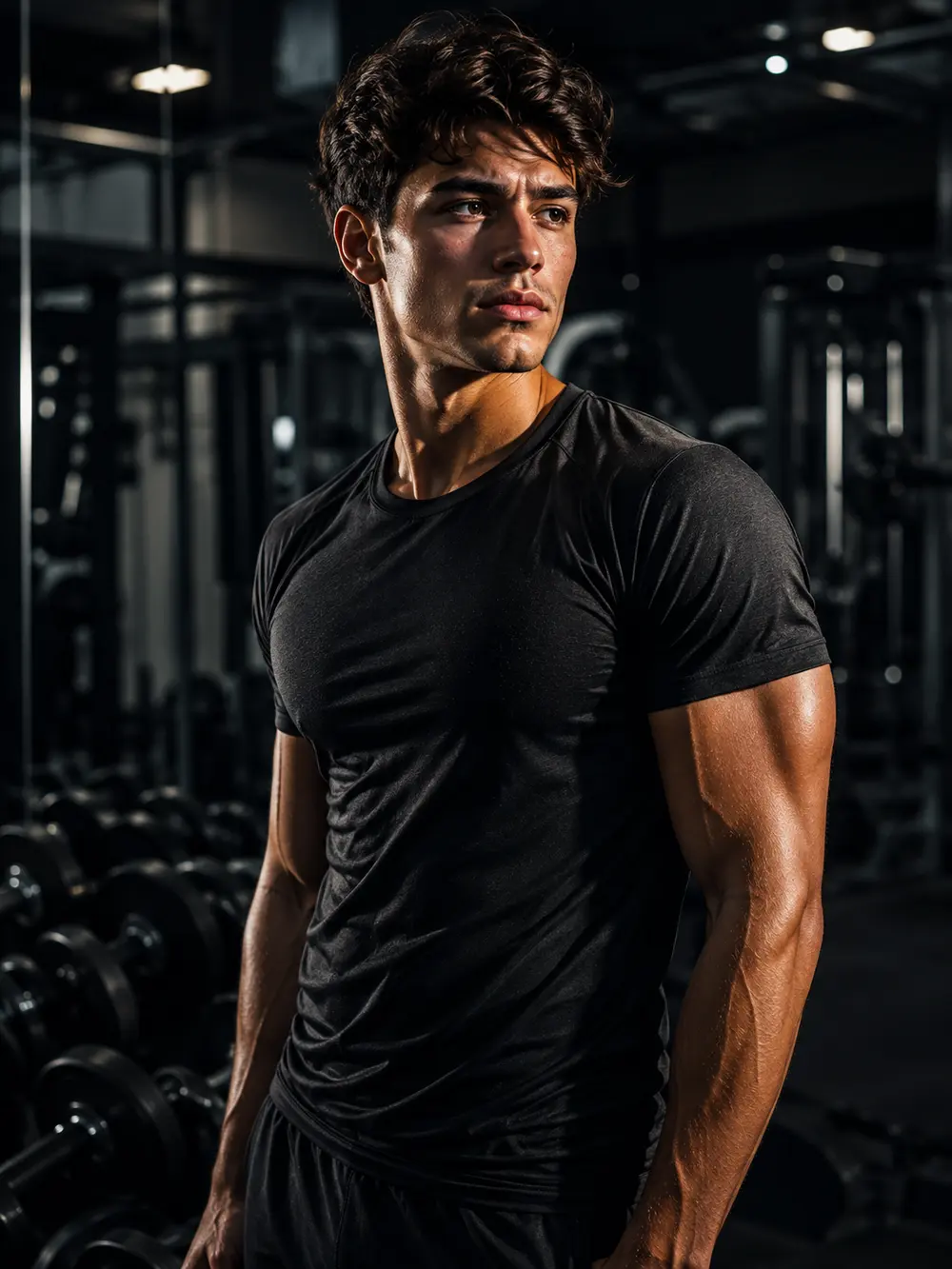 Sample image generated from the prompt: Gym fitness editorial