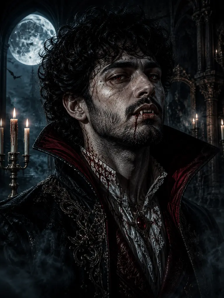 Sample image generated from the prompt: Gothic vampire transformation