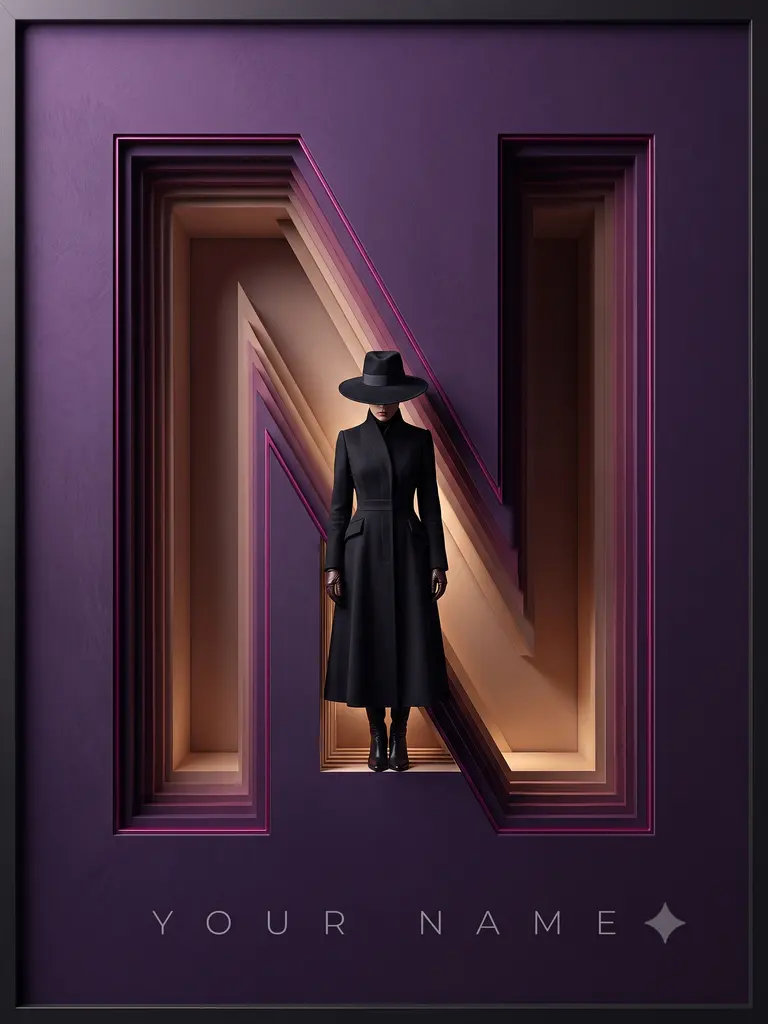 Sample image generated from the prompt: 3D cut-out letter portrait