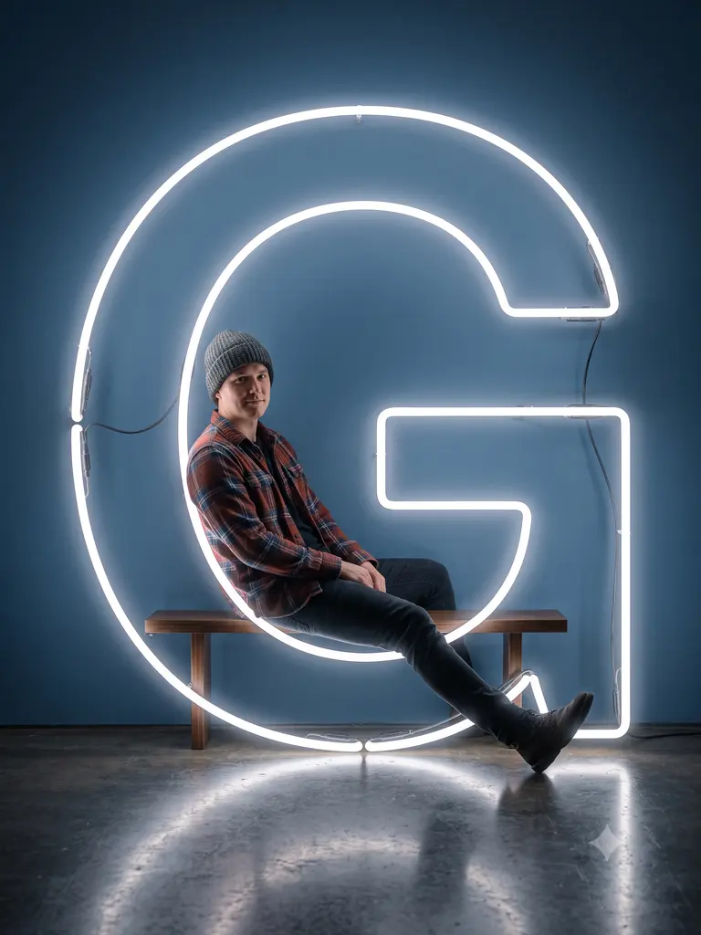 Sample image generated from the prompt: Neon letter portrait