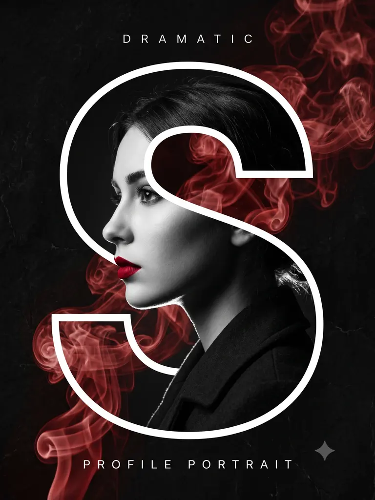Sample image generated from the prompt: Red-smoke letter portrait