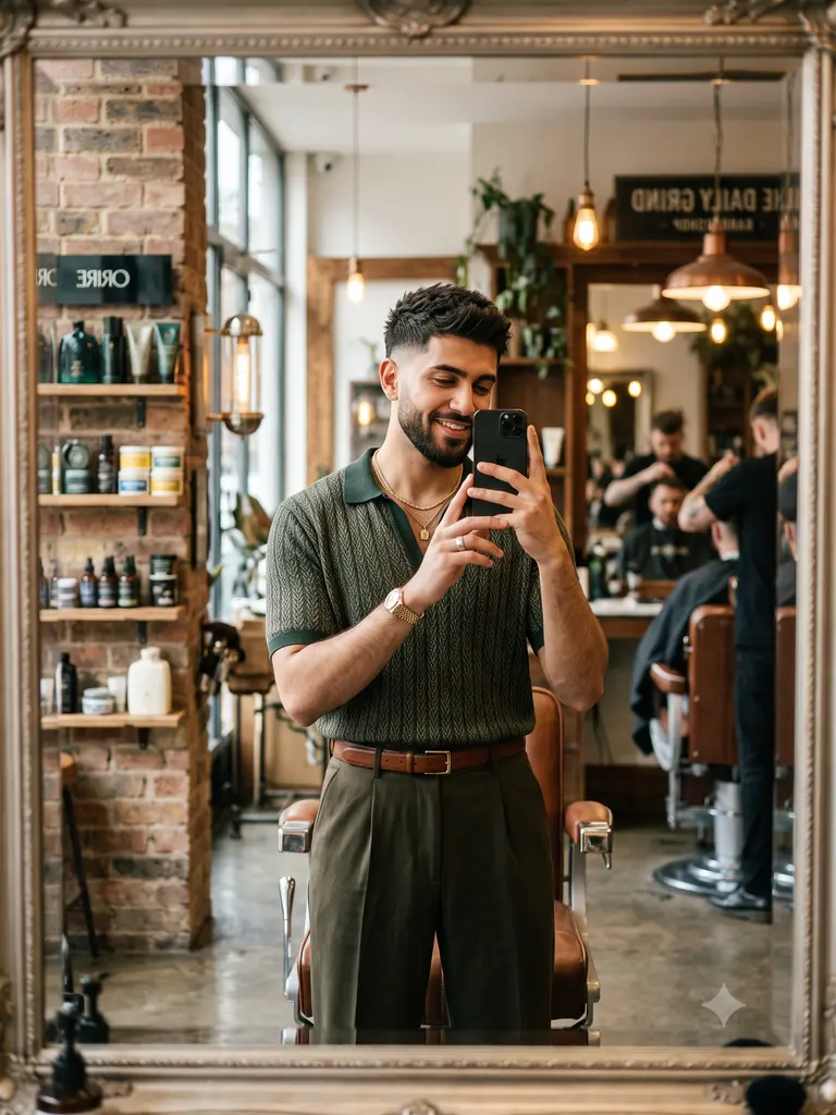 Sample image generated from the prompt: Mirror-selfie editorial