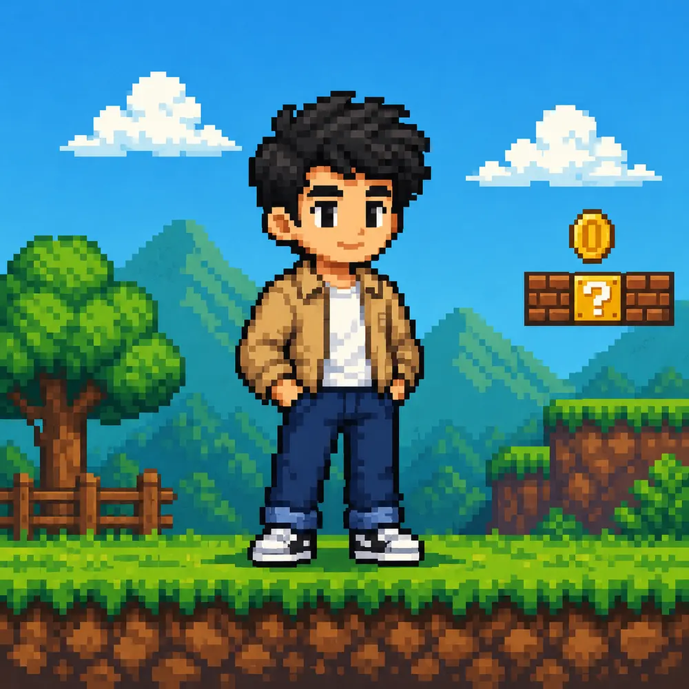 Sample image generated from the prompt: Retro pixel-art character