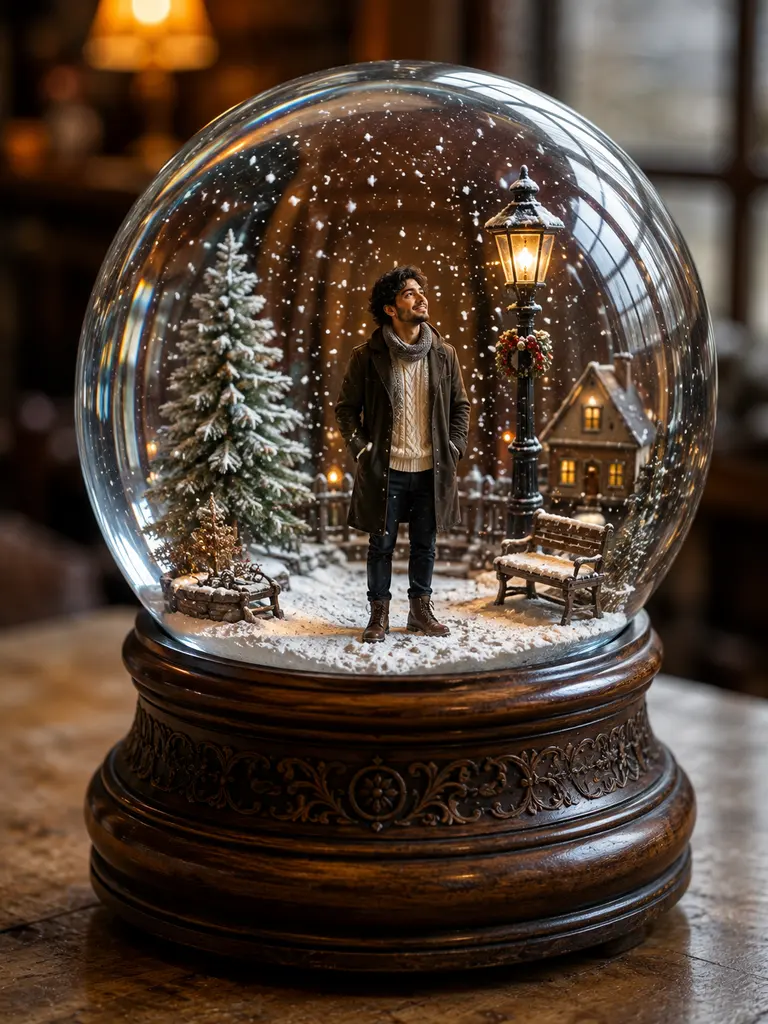 Sample image generated from the prompt: Inside a snow globe