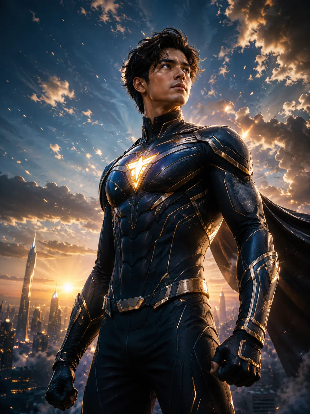 Sample image generated from the prompt: Turn yourself into a superhero