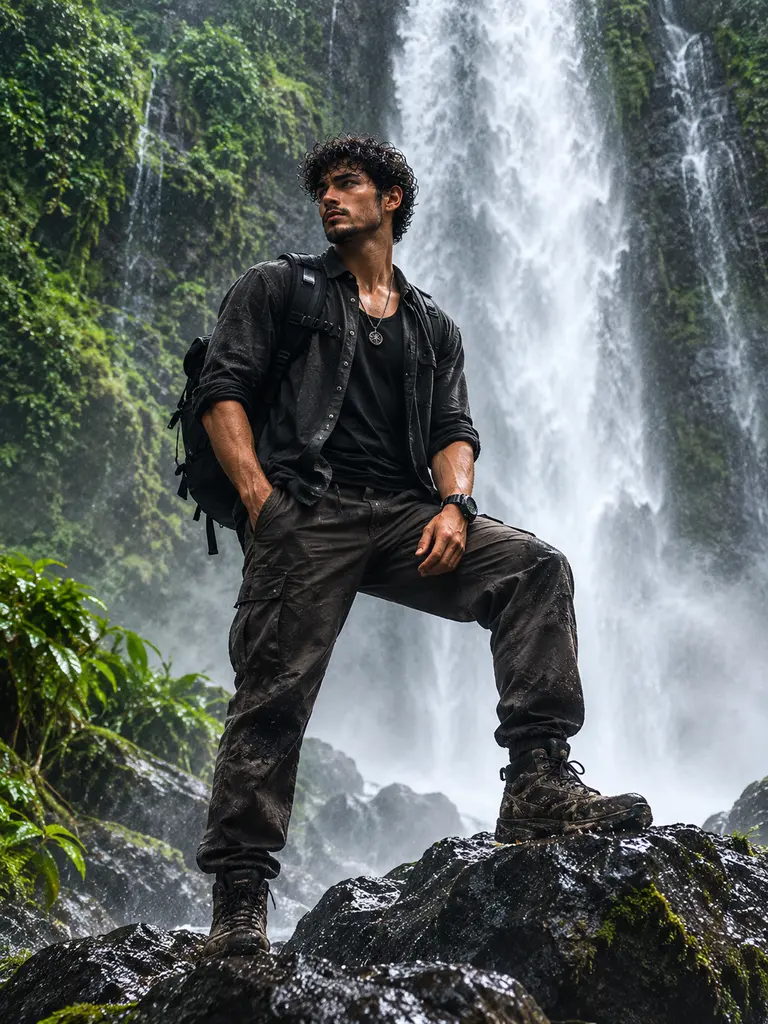 Sample image generated from the prompt: Waterfall nature portrait