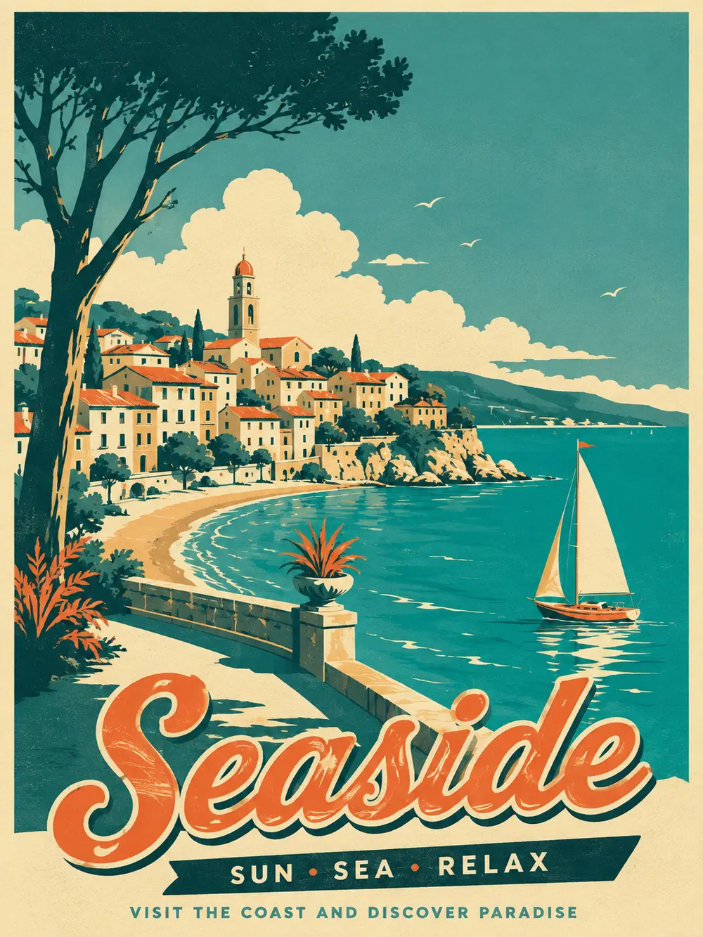 Sample image generated from the prompt: Vintage travel poster